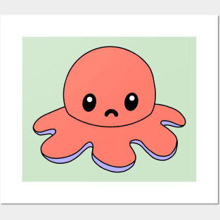 Red Sad Octopus Posters and Art